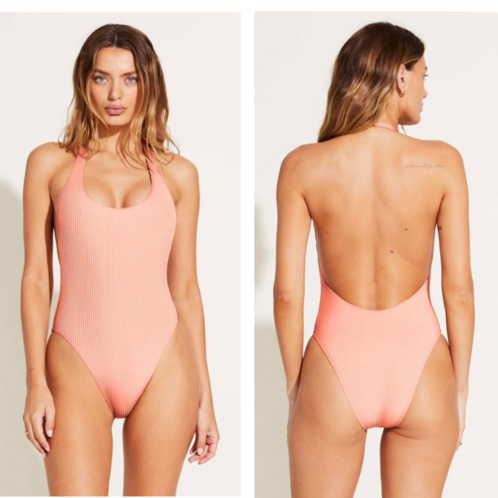 Vitamin A One Piece Swimsuit Pink Coral EcoRib Size Medium